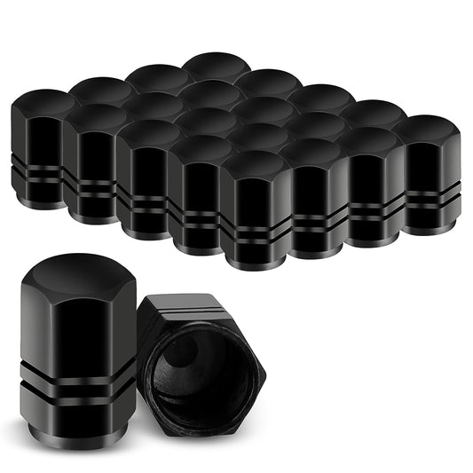 20 Pcs Tyre Valve Caps Car Tyre Valve Dust Caps Aluminum Tire Valve Stem Caps Metal Car Dust Caps For Car Tyres Universal Hexagon Valve Covers Black Dust Caps For Cars Bicycle Trucks Motorcycles