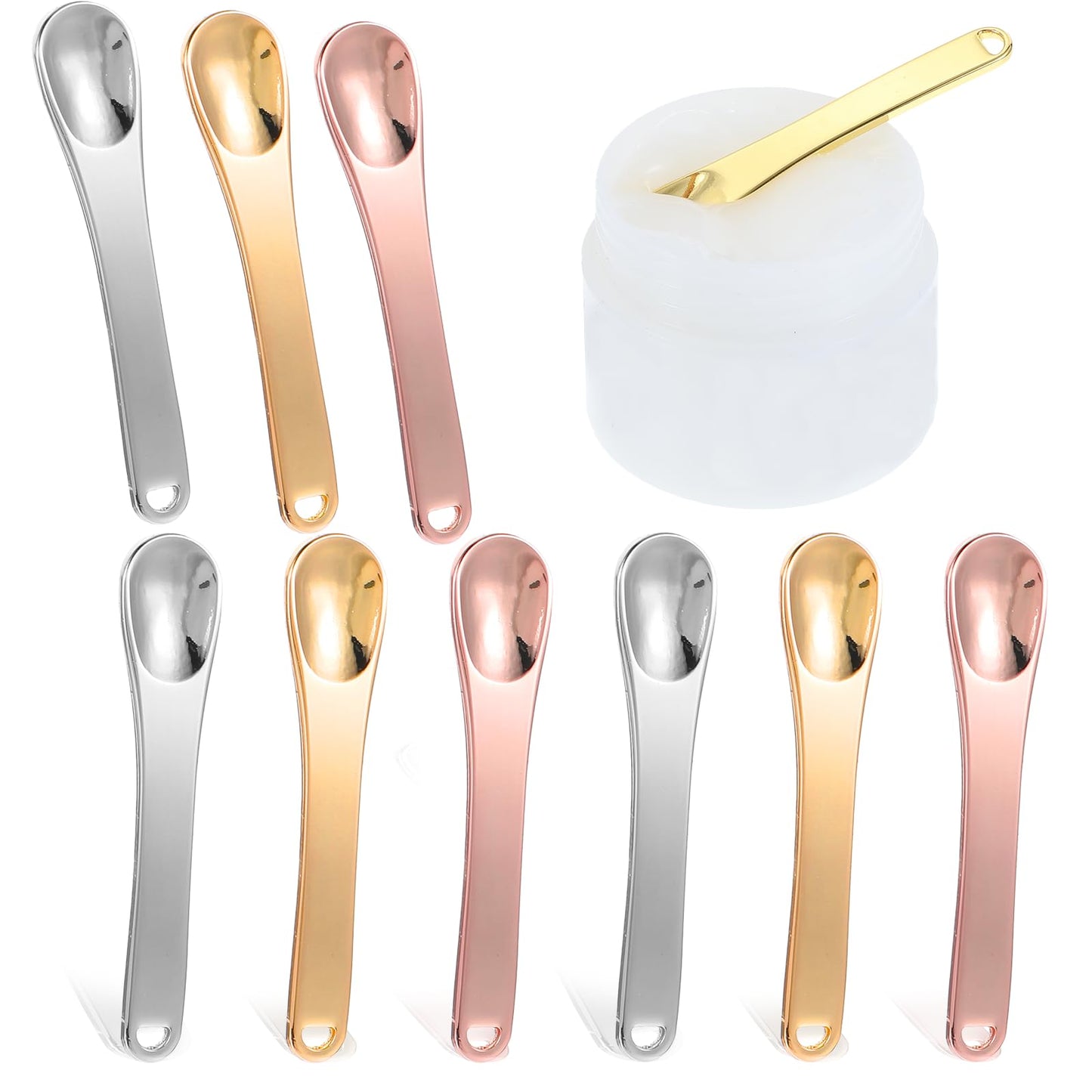 Mabor Mini Cosmetic Spatula, Reusable Cream Spatula, Cosmetic Spatula, Small Cosmetic Spoon, Beauty Scoop for Face Cream, Lotions, Pack of 9