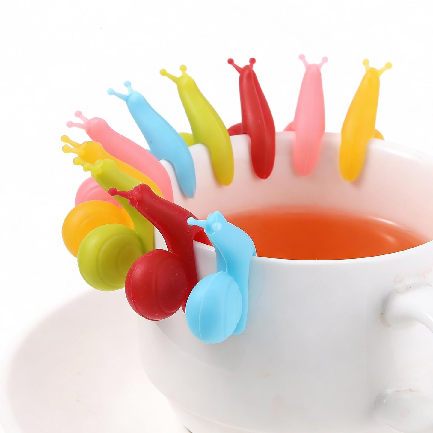 Ymapinc 10 Pcs Snail Shape Tea Bag Holder for Mug, Funny Infuser Cup Snail, Cup Hanging Bag ClipTool, Gift for Tea Lovers - Colorful Set