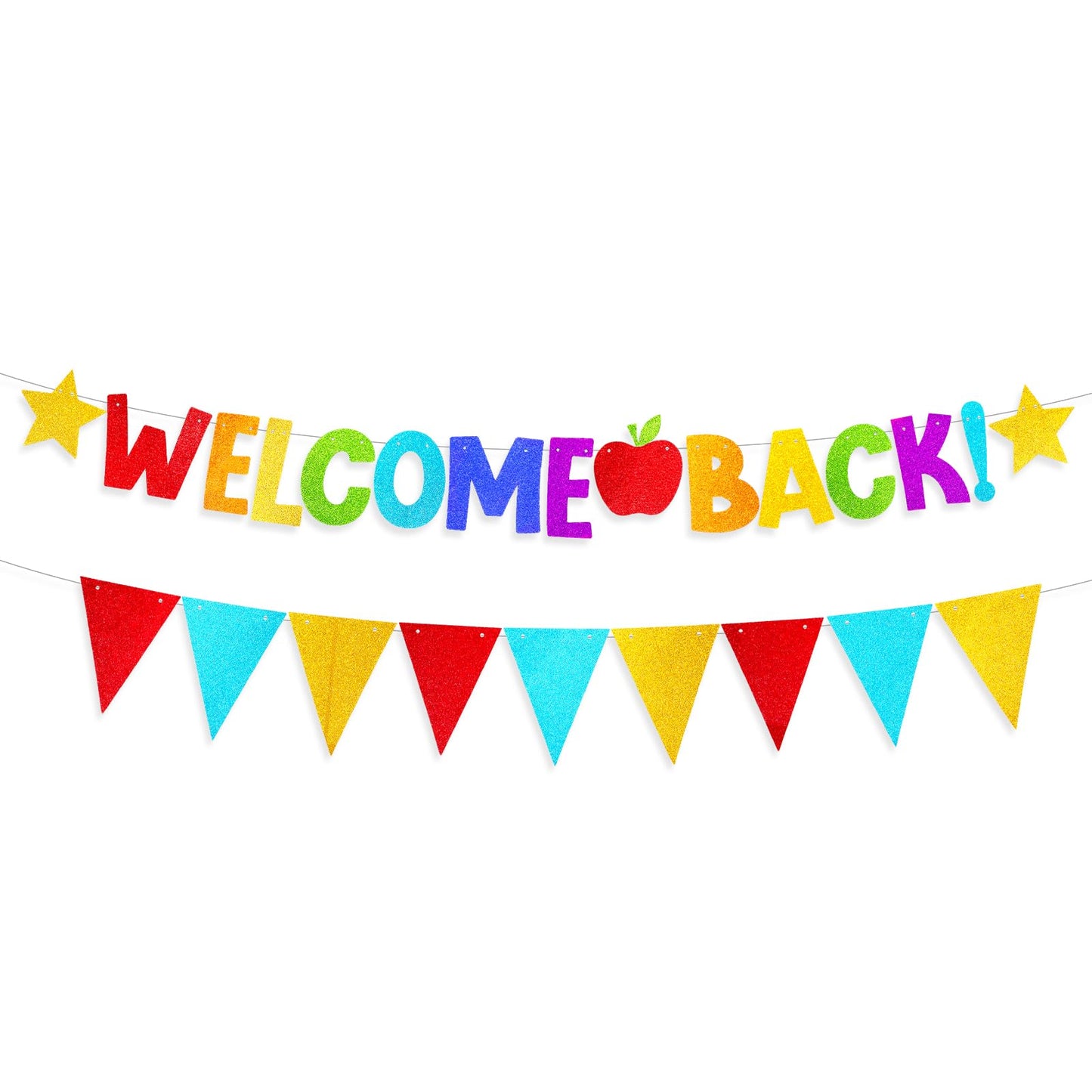 Teaaha Welcome Back Banner - Colourful Welcome Home & Office Party Decorations, Team Banner for New Teacher, Boss, Employee or Coworker (Bunting Style)