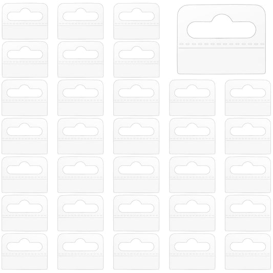 Teaaha 200 PCS Self Adhesive Hang Tags, Clear Sticky Tabs for Wall Hanging,Slot Hole Sticker Hanger Tags for Sale Items, Display Hang Tabs for Sale Items, Store Retail Display, 1.7"x1.3"