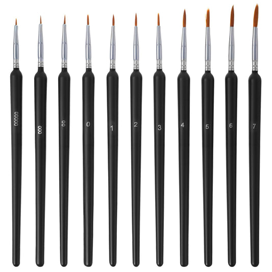 11 PCS Micro Paint Brushes Tiny Detail Paint Brushes Miniature Brush for Fine Detailing Mini Small Liner Brush for Miniature Acrylic Watercolor Crafts Models by Number (Black)