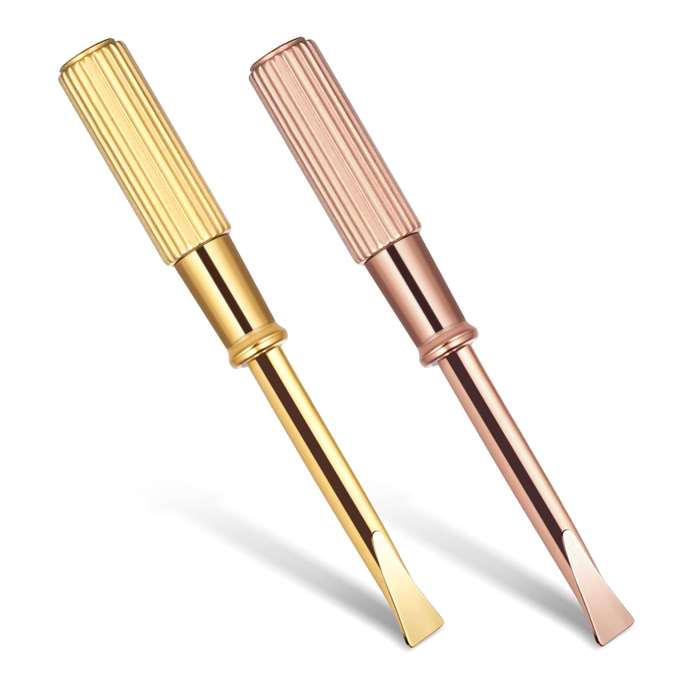 2 PCS Mini Screwdriver, Stainless Steel Jewelry Tools Mini Screw Driver, Non-Slip Handle, Portable Design Repair Screwdriver Tools for Love Bracelet Jewelry Repair (Gold, Rose Gold)