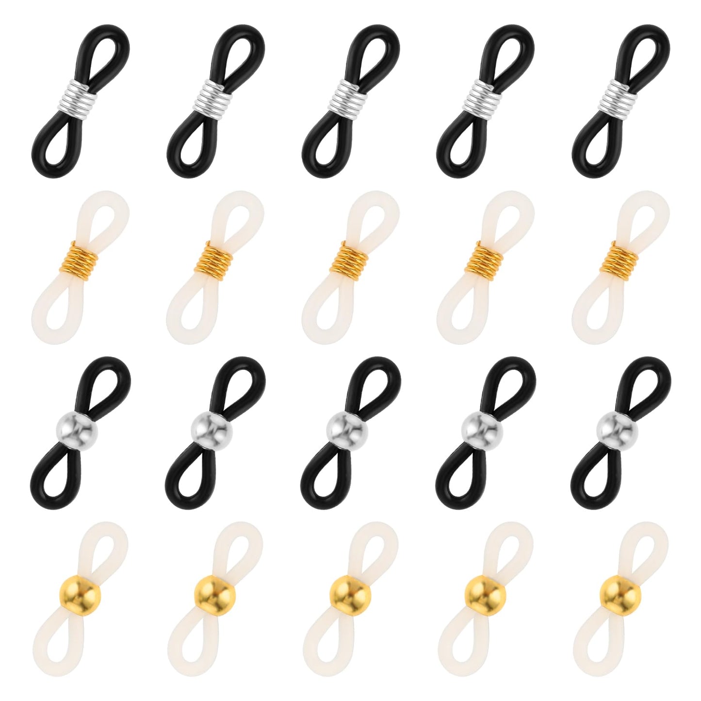 Bremorou Glasses Chain Connection, Pack of 120 Glasses Chain Ends Adjustable Glasses Chain Ends Glasses Chain Holder Silicone Glasses Chain Ends for Glasses Chain Holder Glasses Chain Ends, Black,