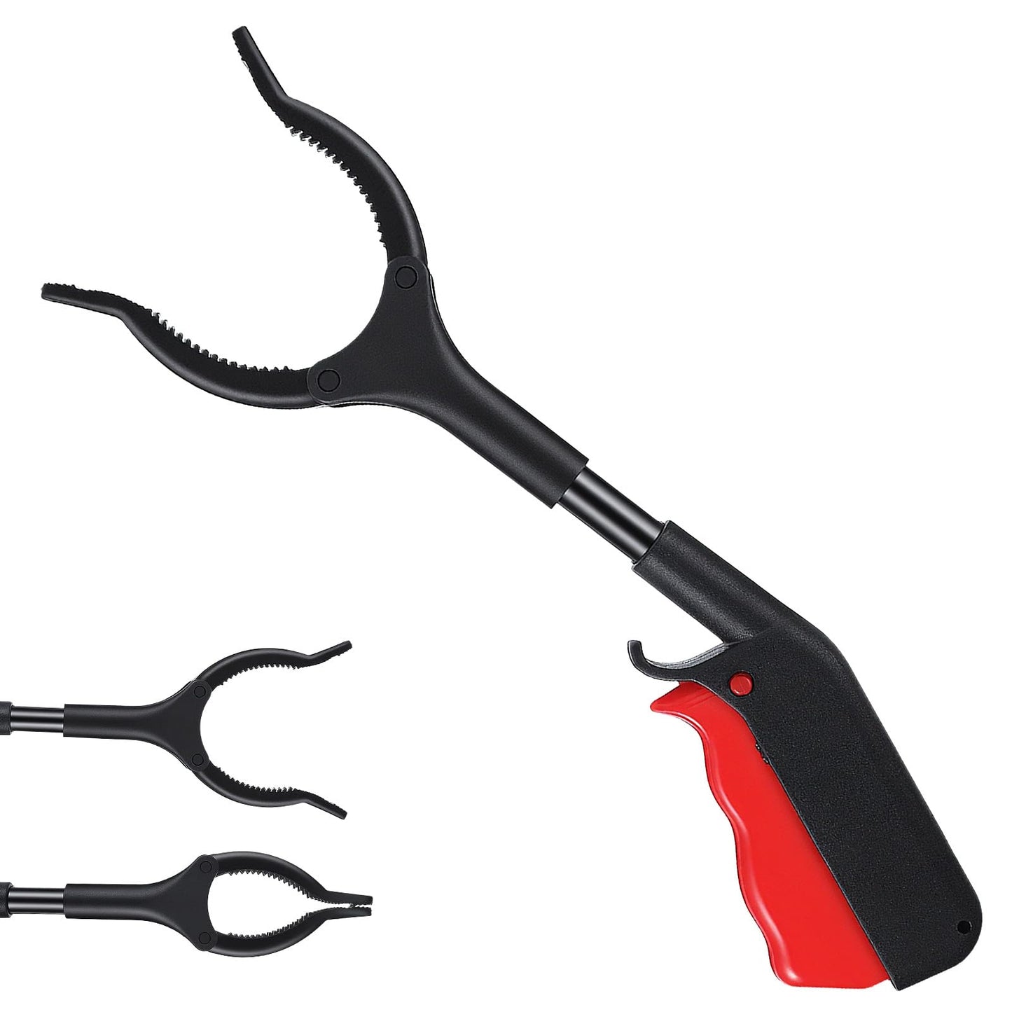 Mabor 11.8 Inch Grabber Reacher Tool Seniors Black Steel Jaw Pickup Stick, Lightweight Trash Picker Grip Heavy Duty Objects Cleanup for Elderly Garden
