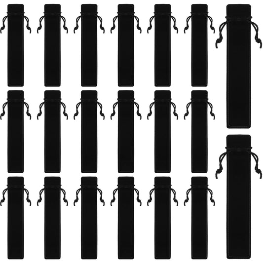 20 Pcs Black Velvet Pen Pouch Sleeves Pouch Pen Gift Bag Drawstring Pen Pouch Soft Single Pen Sleeve Holder Multipurpose Pen Pouches for Student Adult Gifts School Office Business Supplies(Black)