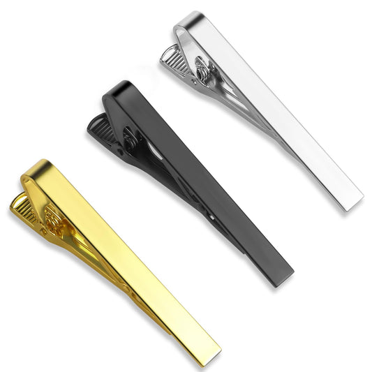 3 PCS Tie Clips for Men Classic Mens Tie Clip Silver Gold Black Necktie Tie Bar Unique Tie Bar Pinch Clips Suitable for Wedding Anniversary Business and Daily Life Suit Accessories Father's Day Gift