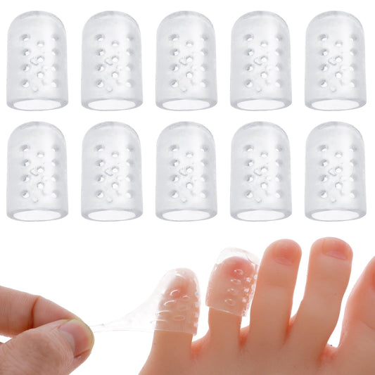 10Pcs Silicone Anti-Friction Toe Protector, Mabor Breathable Toe Covers for Women Men Clear Gel Little Toe Protectors Toe Sleeves for Corns Blisters Calluses
