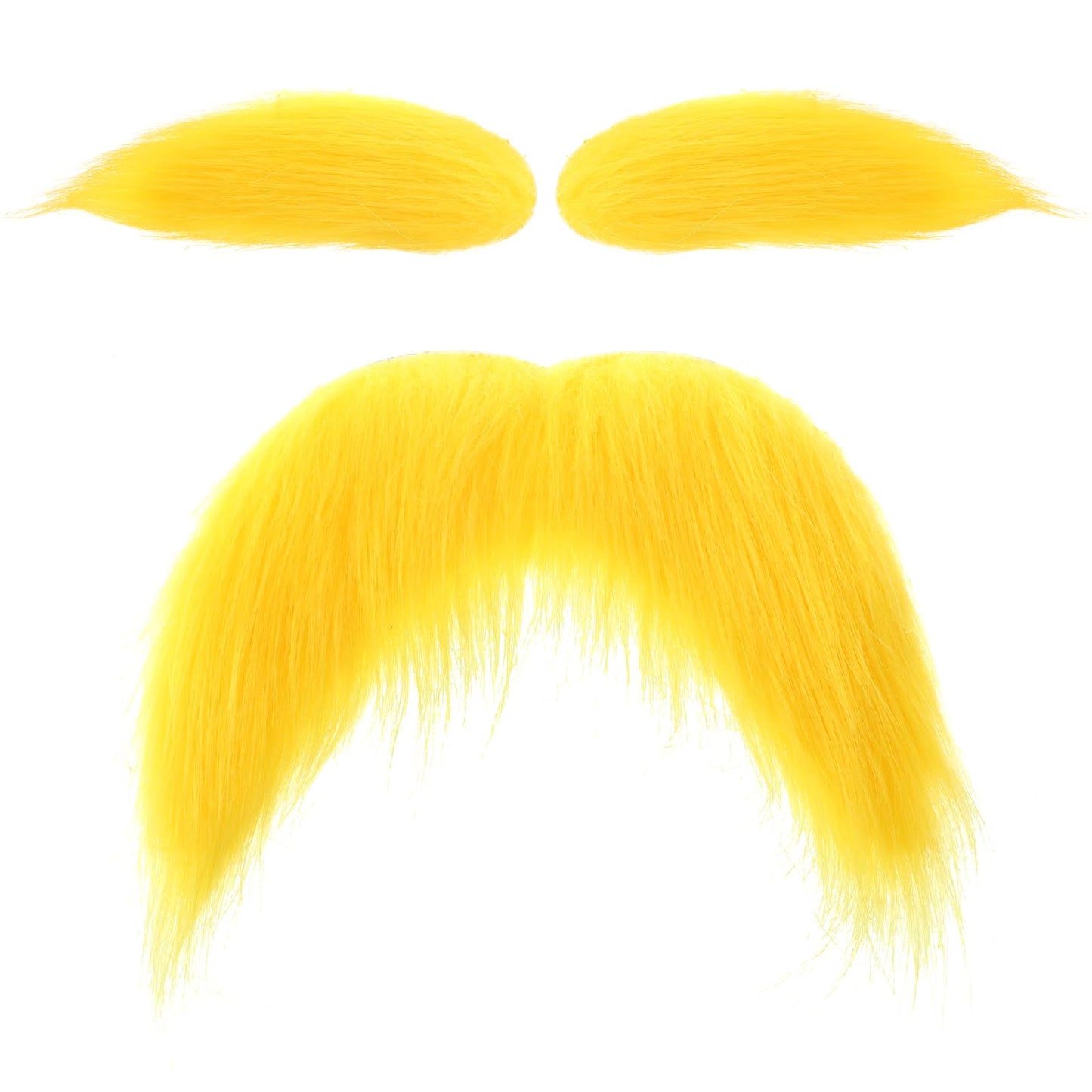 Teaaha Halloween Yellow Mustaches and Eyebrows, Fake Beard Stick on Mustache Self Adhesive Funny Fake Mustache Novelty Moustaches Beard Cosplay Costume Accessories Halloween Party Favors Men Women