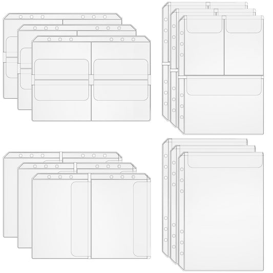 12 Pcs A5 Plastic Zipperless Budget Binder Pockets Savings Binder Money Saving Wallet Money Binder Envelopes 6 Hole Waterproof Loose Leaf Bags Notebook for Documents Bill Folder