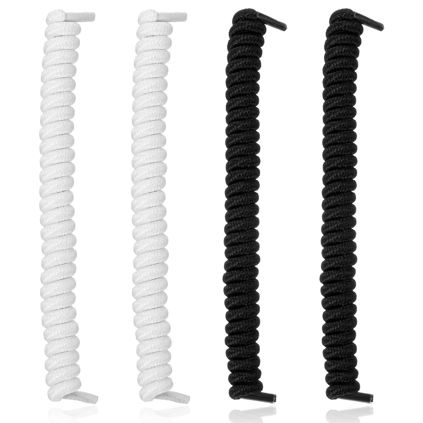 Tyqour 2 Pairs No Tie Shoe Laces for Kids Elastic No Tie Shoelaces for Sneakers Stretchy No Tie Laces - Black & White