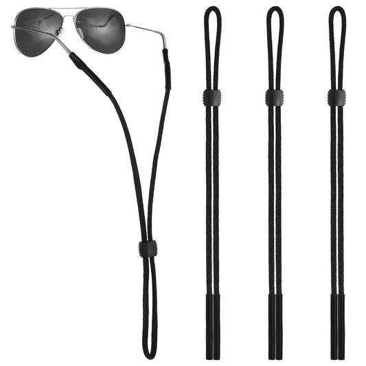 Ymapinc Pack of 3 Glasses Strap, Adjustable Glasses Chain, Sports Non-Slip Glasses Cord, Black, Glasses Cord, Sunglasses, Band, Glasses Chain, Men for Women Sports, black, One Size