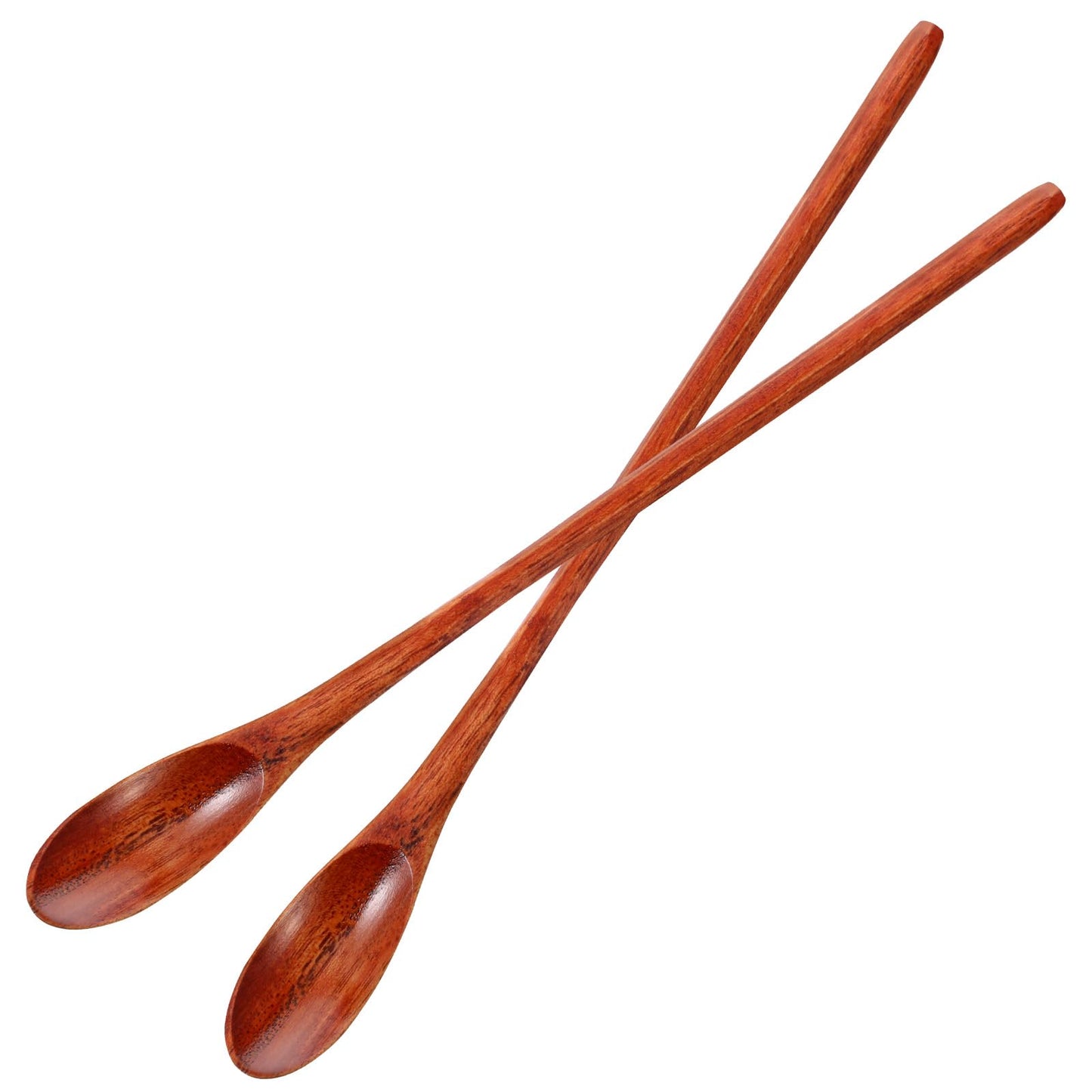2 PCS Long Wooden Spoon 7.87 Inches Wooden Mixing Spoons Long Handle Tasting Spoons Honey Stirring Spoon Wooden Long Tea Spoons Wooden Utensils Vintage Stirrer Spoon for Soup Coffee Cocktail Beverage