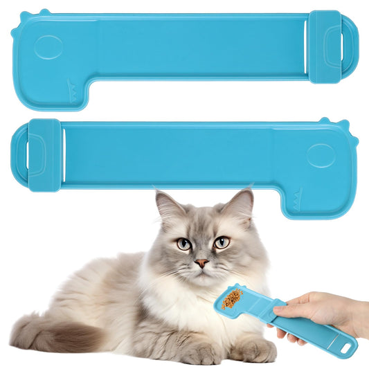 2PCS Cat Spoon for Wet Treats, Cartoon Cat Food Spoon Squeeze Strip Feeders, Multifunctional Cat Treat Spoon Holder Dispenser for Wet Food & Liquid Snacks Puree Feeding Pet Supplies(Blue)