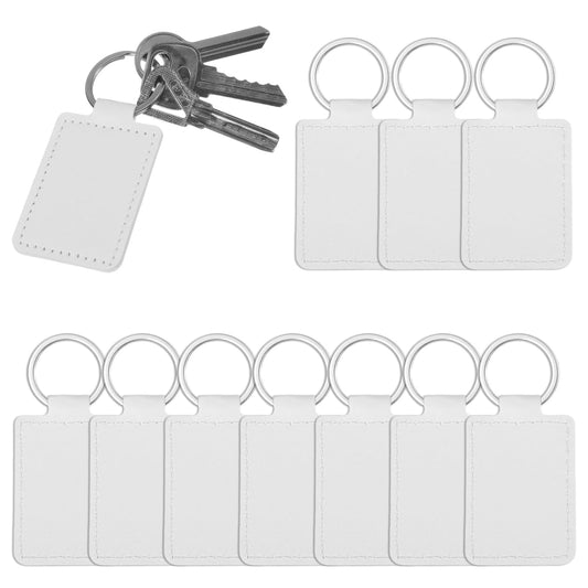 Ymapinc Pack of 10 DIY Key Rings for Laser Engraving Leather Key Ring Blanks Laser Leather Blanks for Personalised Birthday Gifts Key Pendant Bag Accessories, White, 3,86 × 1,57 × 0,10 Zoll
