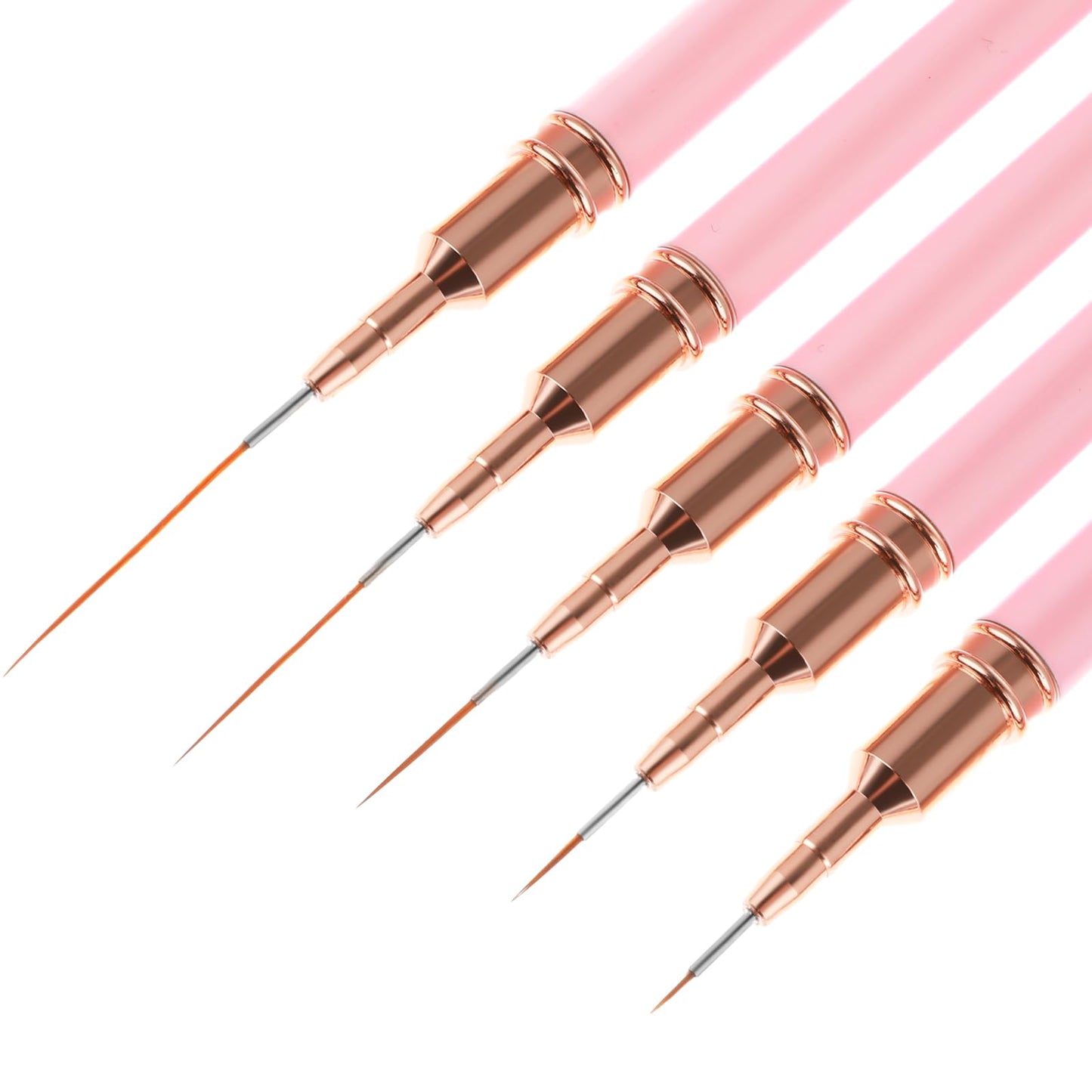 5Pcs Nail Liner Brush, Mabor Nail Dotting Drawing Tool Pink Thin Nail Art Brushes for Thin Details Long Lines,Sizes 5/8/12/20/25mm