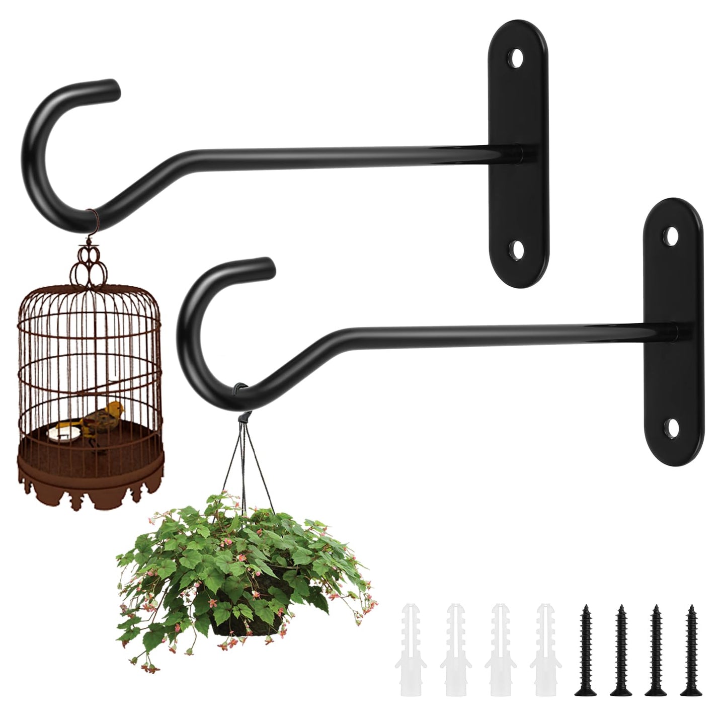 Hanging Plant Bracket 2 Pack 5.9 Inch Heavy Duty Outdoor Plant Hangers Metal Black Wrought Iron Wall Plant Hooks for Indoor Or Outdoor Hanging Lanterns Bird Feeder Flower Basket Hanging Pots