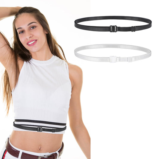 Tyqour 2pcs Womens Elastic Belt Tucky Belt to Crop Tops Invisible Belt for Women Adjustable Shirt Tuck Band Women Crop Tuck Band to Change The Style of Your Tops