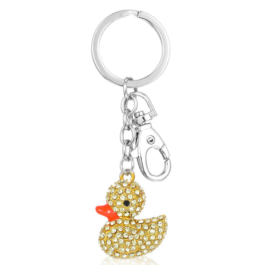 Ymapinc Cute Rubber Duck Keychain, Yellow Bling Keychains for Women, Rubber Duck Keychain Accessories Crystal Purse car Key Chain Jewelry Gift for Girls and Women