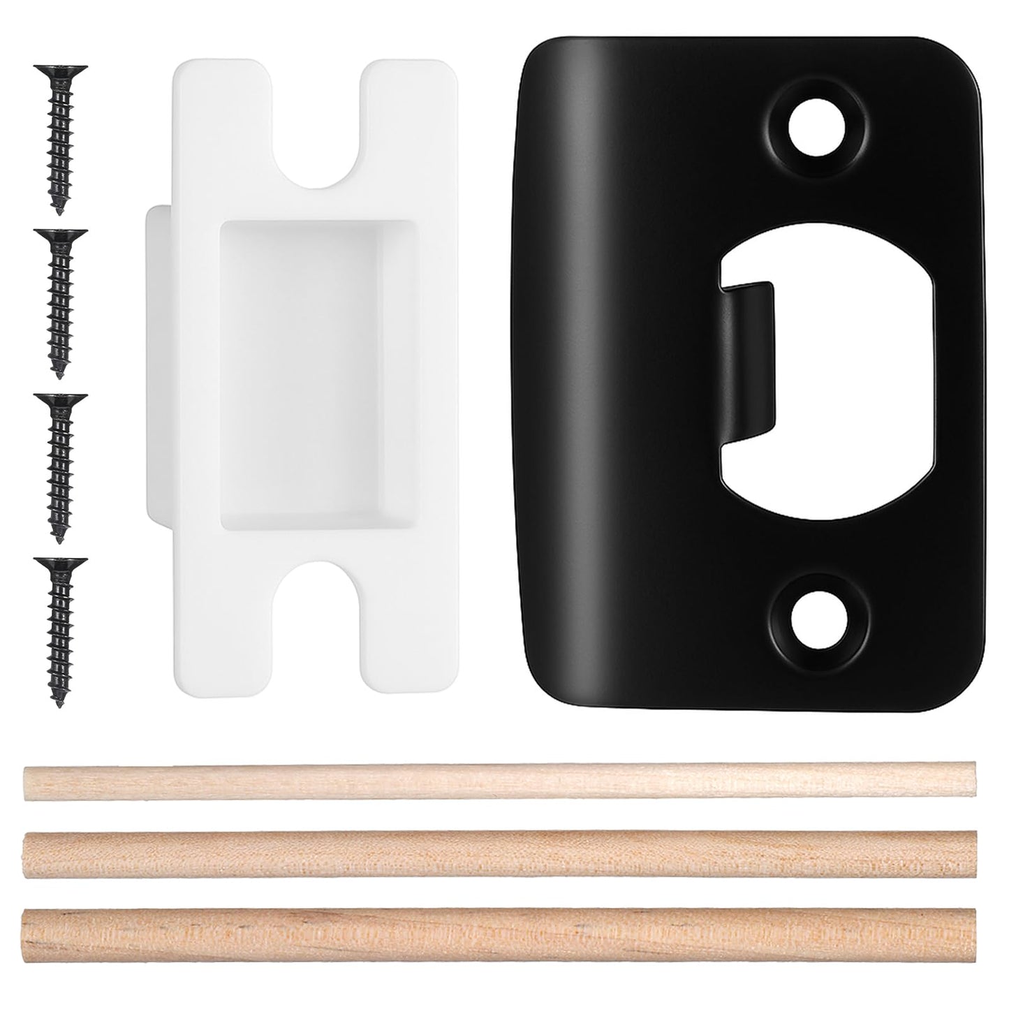 Chsoejuf Door Strike Plate Repair Kit with Wood Dowel Strips