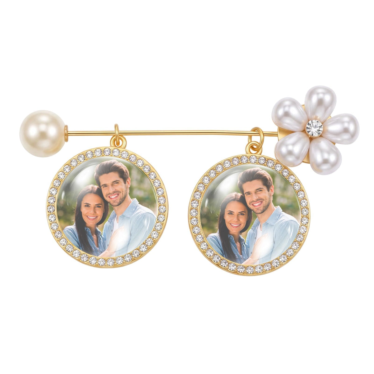 ZAHESIDS Pearl Wedding Bouquet Photo Charms Antique Memorial Photo Pins