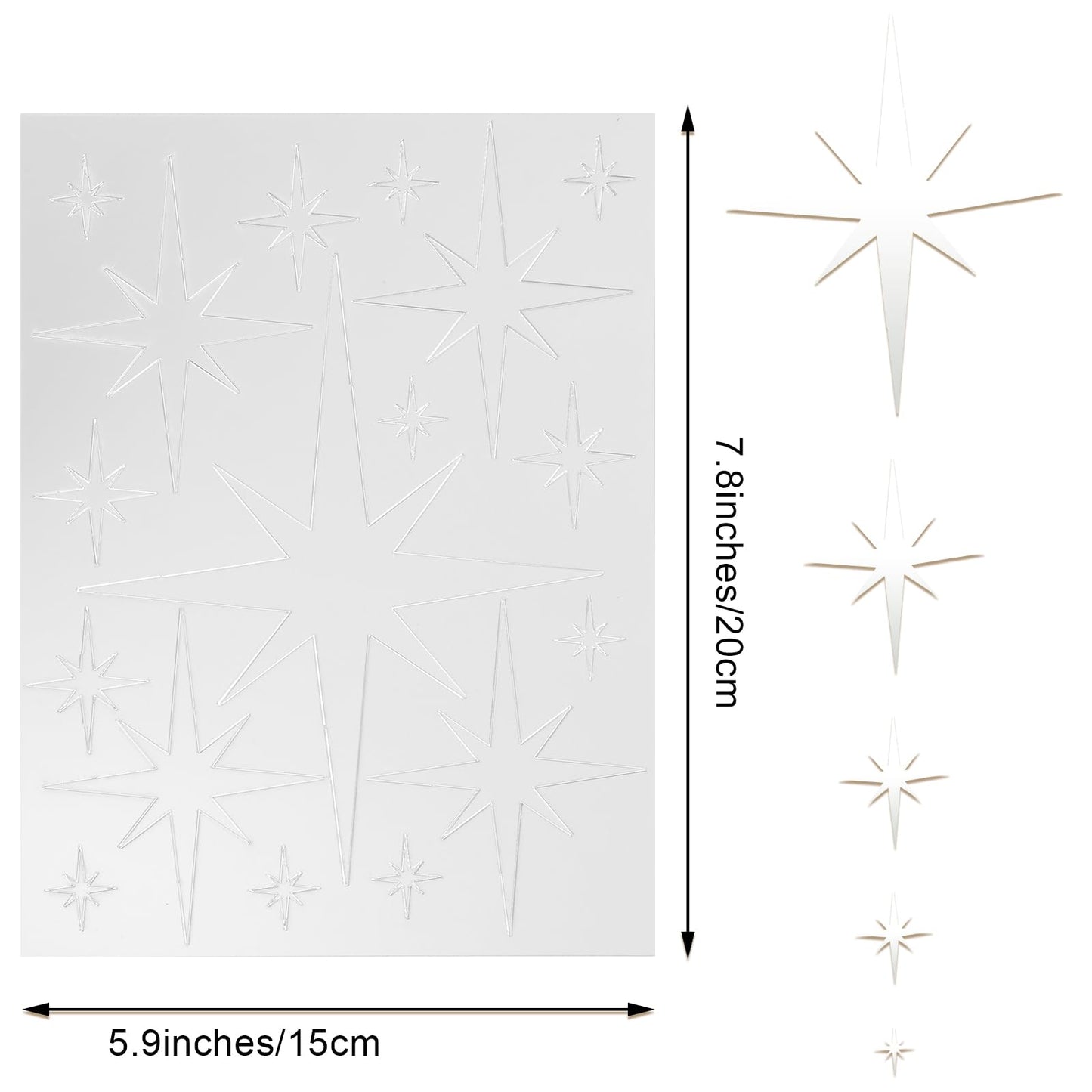 42Pcs Silver Stars Mirror Wall Stickers Silver Stars Wall Decals 3D Acrylic Mirror Setting Wall Sticker Removable Star Wall Decals for Home Wall Living Room Bedroom Wedding Birthday DIY Wall Decor
