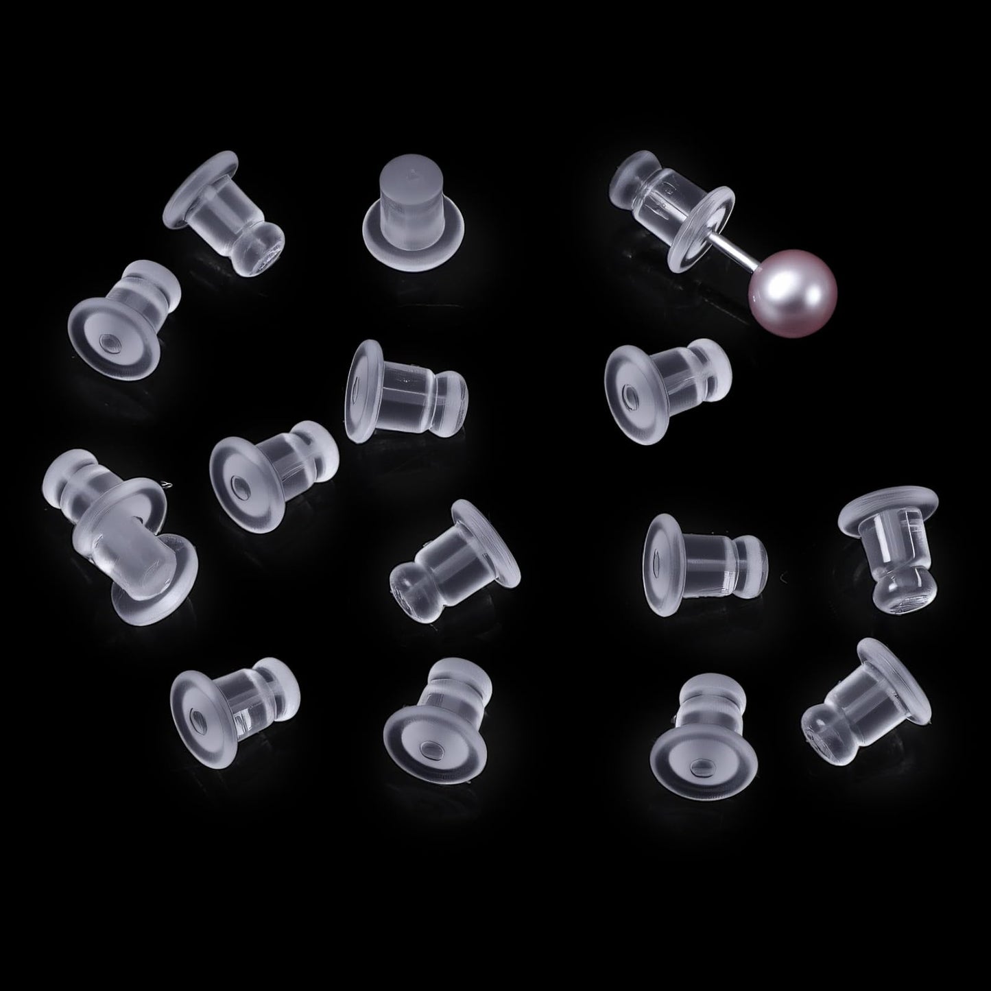Mabor 200PCS Silicone Earring Backs for Studs, Clear Rubber Earring Backs Replacement, Low Allergenicity Plastic Ear Stoppers