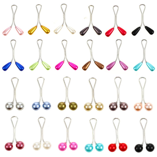 Tyqour 24Pcs Hijab Pins for Women Multicolor Crystal Rhinestone Ball Pearl Brooch Pins Headscarf Shawl Pearl Pins Cute U Shape Hijab Scarf Clips Dress Decorative for Muslim Women Girls