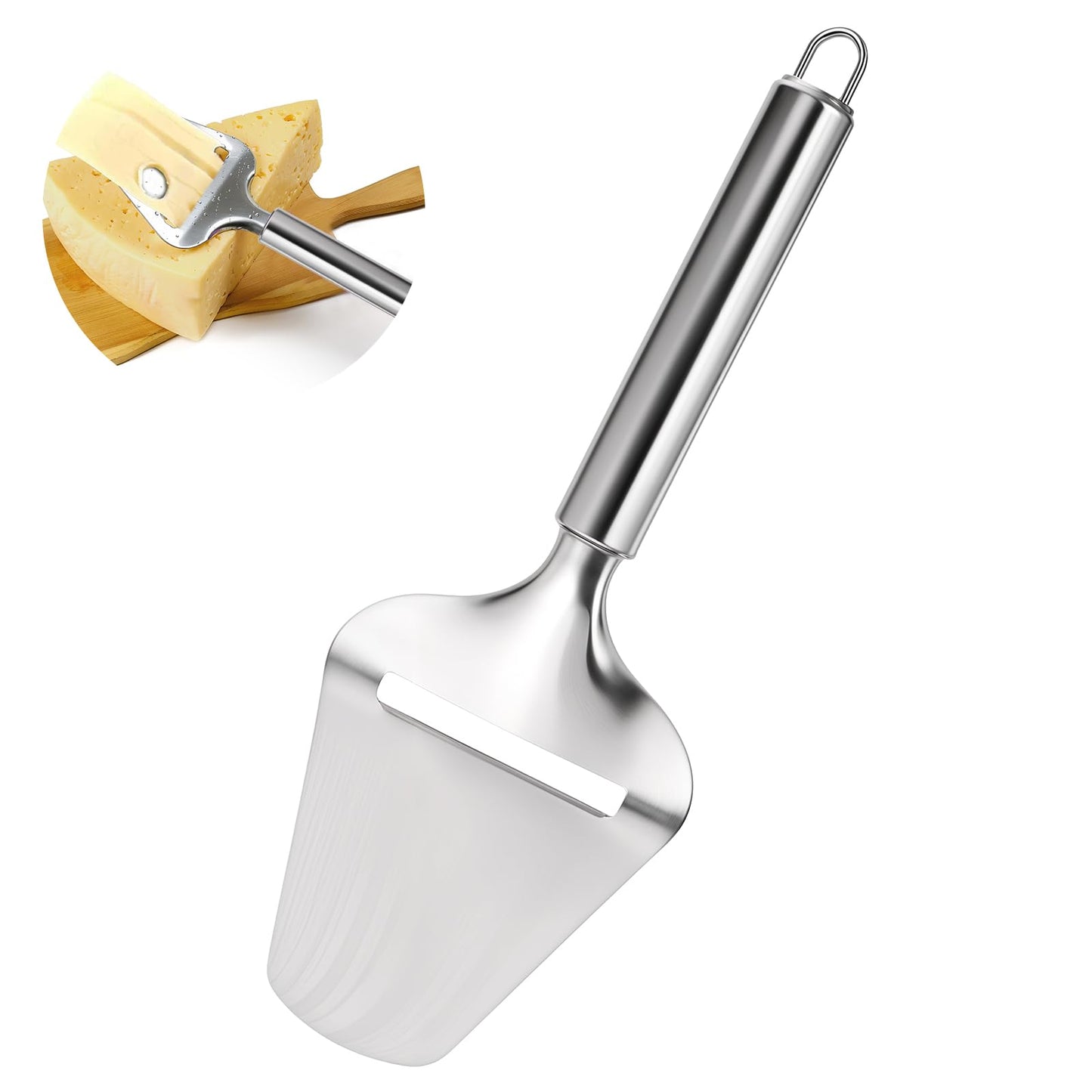 1Pcs Stainless Steel Cheese Slicer, for All Types of Cheese, Multi-Functional Handheld Cheeses Cutter Plane for Soft, Semi-Hard, Hard Cheeses Kitchen Cooking Tool, Non-Stick Dishwasher Safe