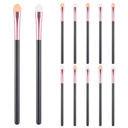 10 PCS Eyeshadow Applicator Long Eye Shadow Sponge Applicators Foam Eyeshadow Applicators Sponge Eyeshadow Brush Kits Reusable Round Foam Eye Shadow Applicator Sticks Brush Set Washable (Rose Gold)