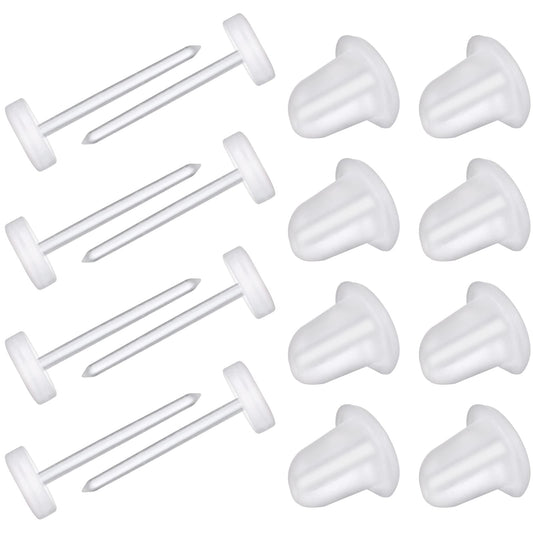 100 Pair Clear Earrings Posts and Backs, Clear Ear Pins and Silicone Rubber Backs Invisible Earrings Plastic Clear Stud Earrings Replacements for Women Girls Men for School Sports Work