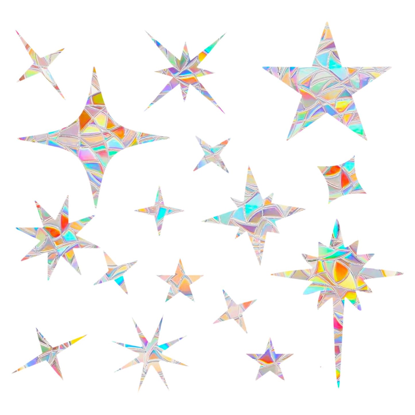 Rainbow Anti Collision Window Decals Star Window Stickers Prevent Birds from Hitting Windows Static Clings for Bird Strikes Sun Catcher Stickers No Glue to Save Bird Silver for Glass Windows(Star-45)