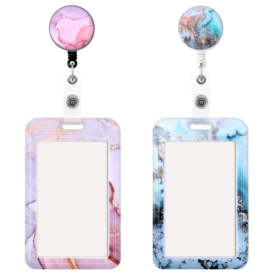 2 Pcs Retractable ID Badge Holder Retractable Badge Holder Badge Clips Retractable Badge Holders with Clip Retractable ID Badge Holder with Clip Name Key Card Holder Case for Nurse Doctor Office