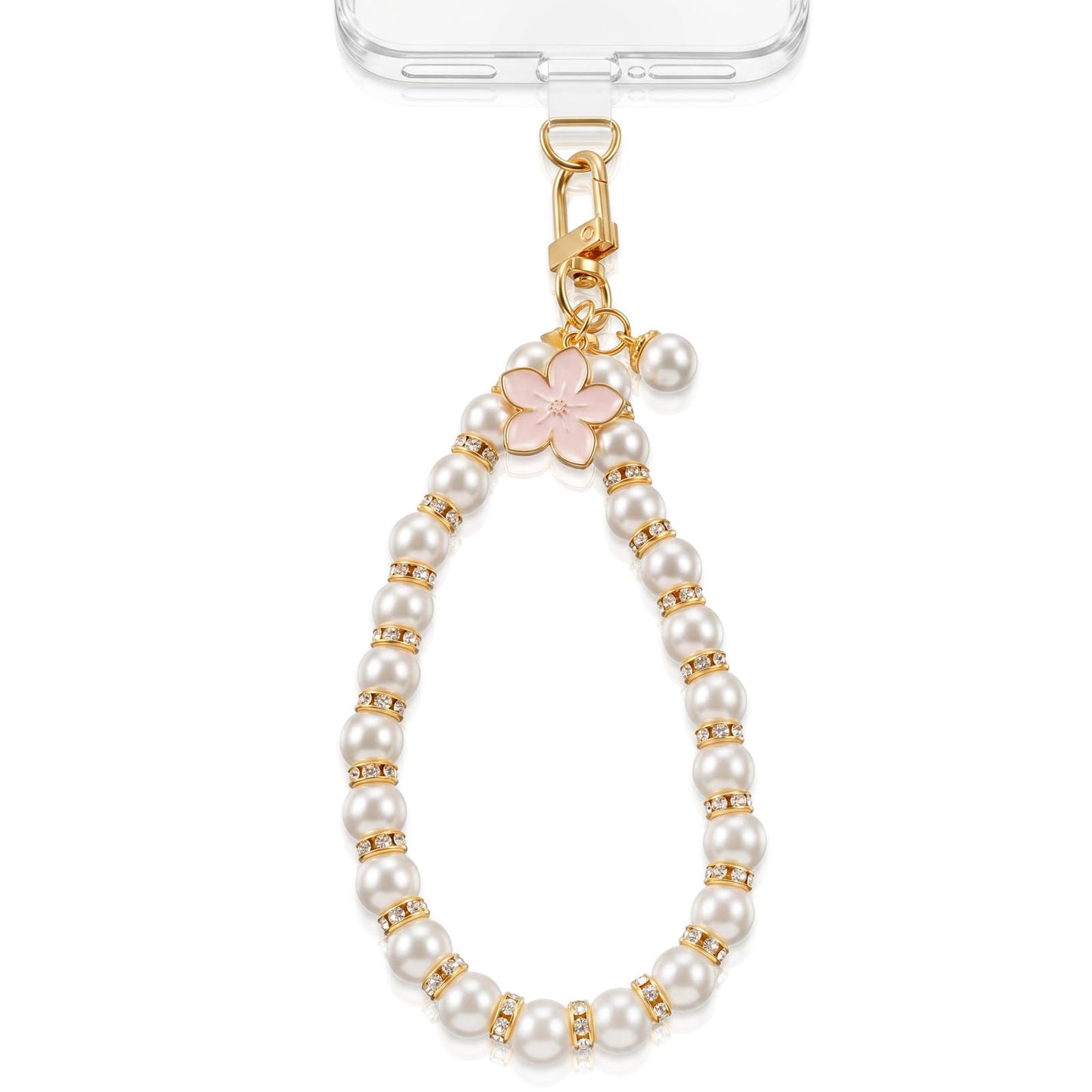 Ymapinc 1pcs Stylish Phone Charm Strap Pearls Beaded Phone Wrist Strap