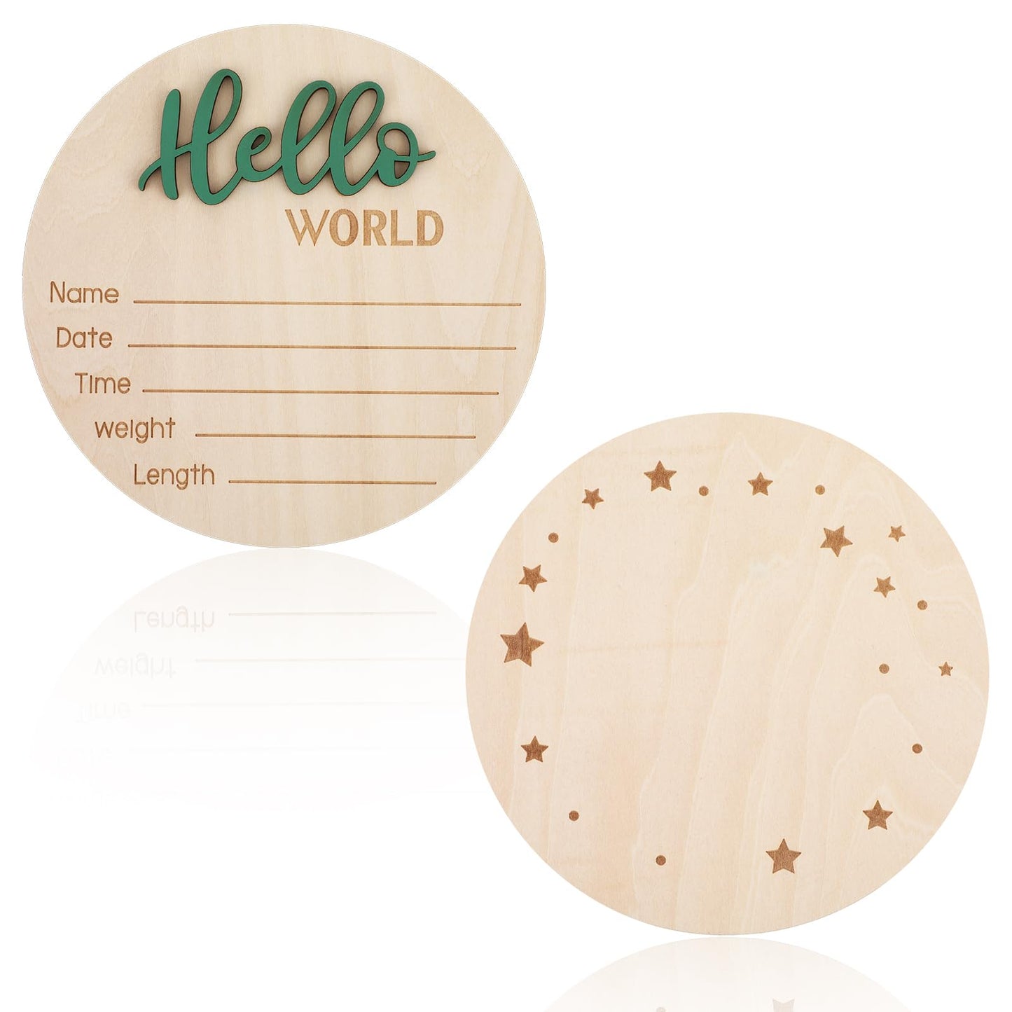 Tyqour Baby Announcement Sign 5.9Inch Baby Name Sign Wooden Hello World Baby Sign Birth Announcement Sign Baby Shower Gifts for Photo Prop Baby Shower Hospital Nursery Gift(Green)