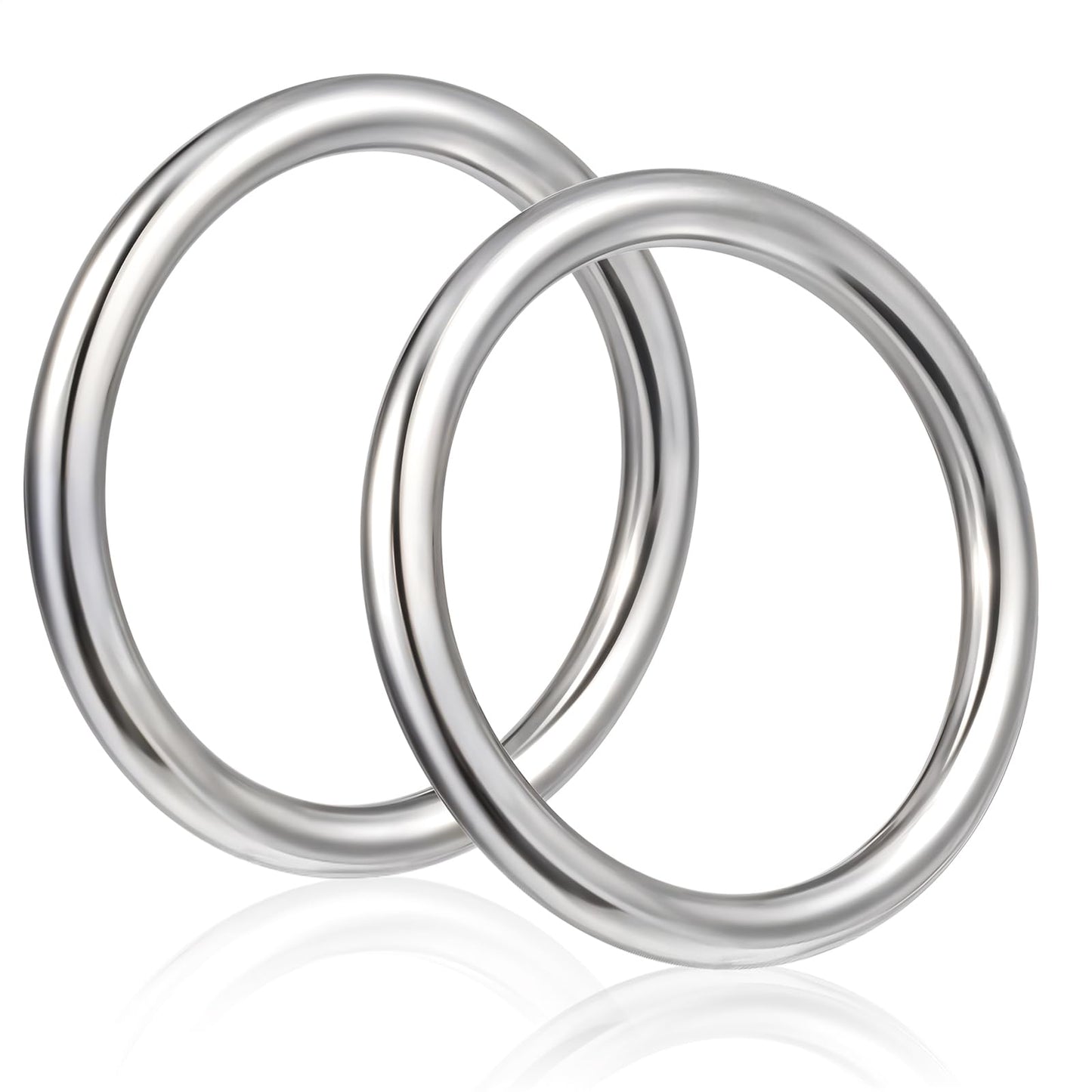 2 Pack 3" Metal O Ring, Seamless Welding Stainless Steel Rings,Metal Buckle Loops Crafts, Smooth Round Ring for Hanging Flower Basket Crafts Making Dog Leash Collar Hardware (Silver)