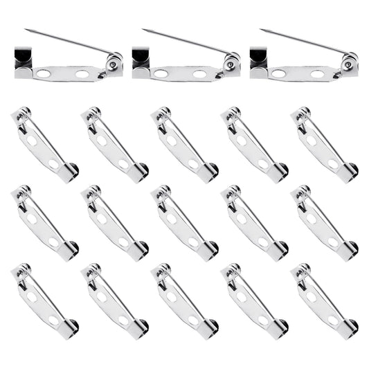120PCS Pin Backs, Bar Pins Backs Safety Clasp, Brooch Pin Backs, Silver Brooch Clasp Pins Jewelry Pins Brooch Pin Badge Backs with Holes for DIY Craft Wedding Name Tags Jewelry Accessories (20mm)