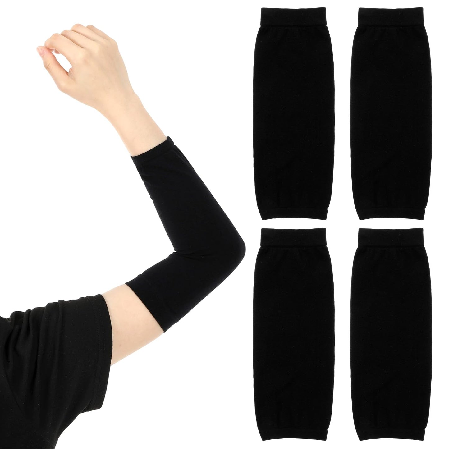 Matwsec 2 Pairs Tattoo Cover Up Sleeves, Nylon Forearm Sleeve, Black Arm Sleeves for Women Men Compression Tattoo Upper Arm Cover