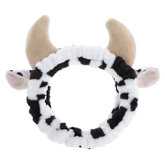 Xinjoduz 1 PCS Cow Ears Headband, Soft Microfiber Spa Headband for Washing Face Cute Makeup Headband Skincare Headbands for Women Girls Cow Party Favors, Cosplay Makeup, Stocking Stuffers