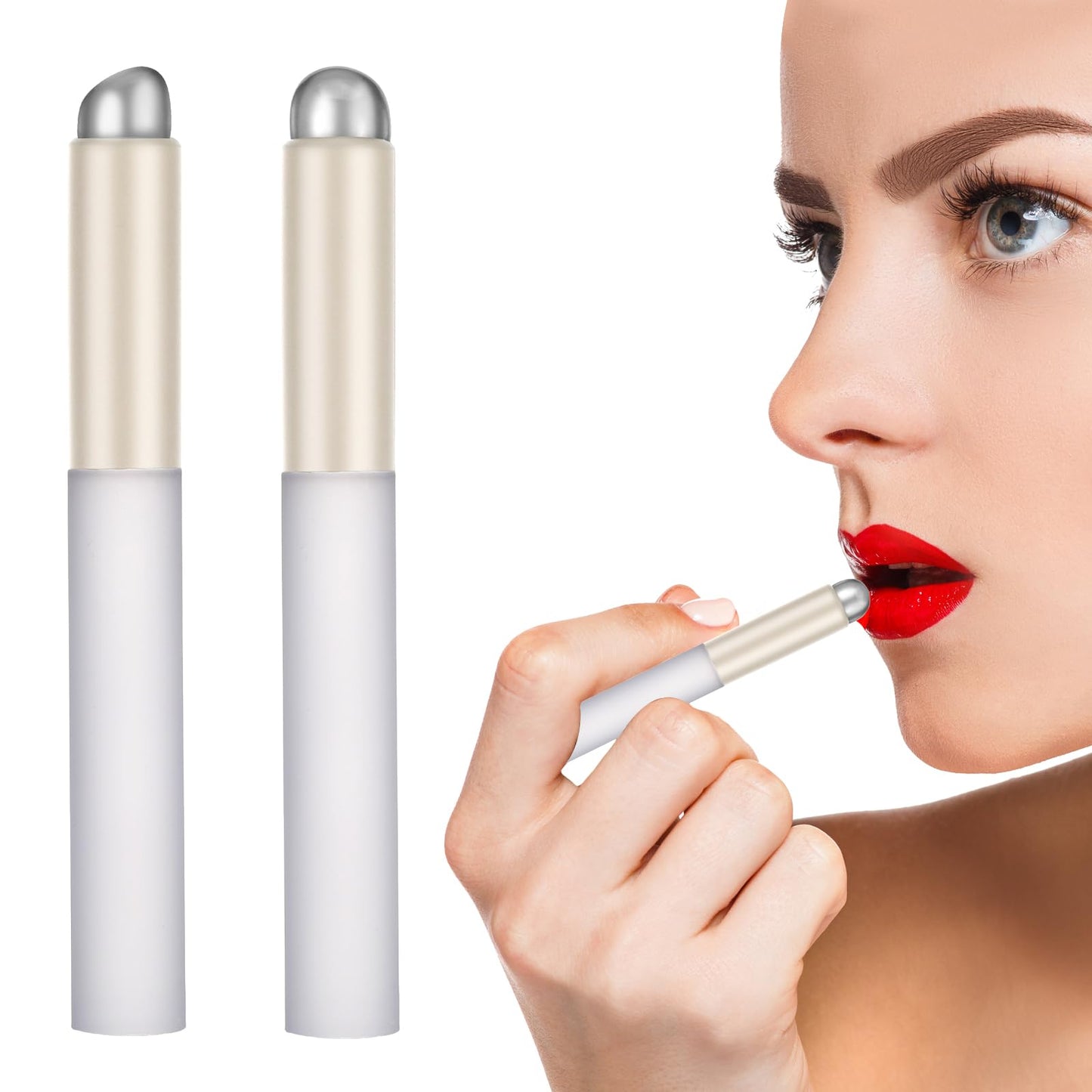 2 PCS Silicone Lip Applicator Lip Balm Applicator Reusable with Box Lip Smudge Brush Fingerlike Silicone Lip Brush Round Head Silicone Lip Brush Elastic Silicone Brush Set for Lip Balm Glaze Lipstick