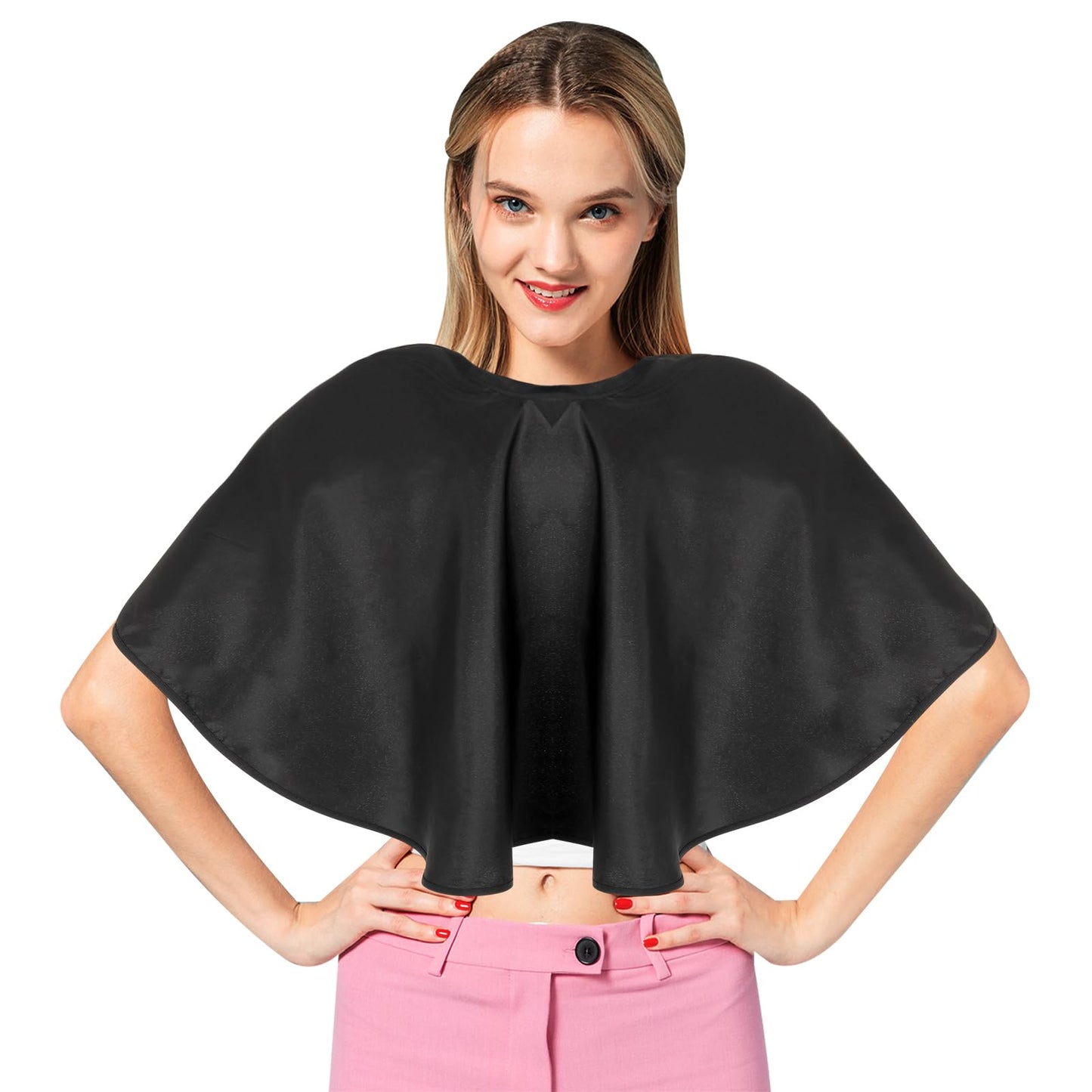 Teaaha Hair Waterproof Nylon Salon cutting cape, Lightweight Shortie Makeup Bib Styling Shampoo Short Barber Cape for Hair Dye, Styling, Shampoo, Makeup Artist for Comb-out