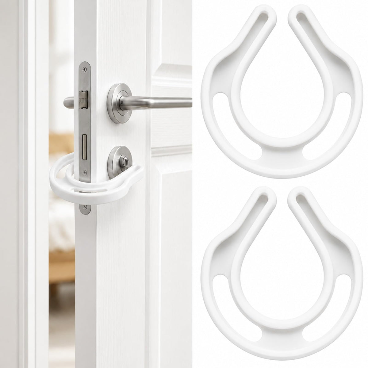Chsoejuf Door Pinch Guard, 2 Pack White Plastic Door Slam Stopper