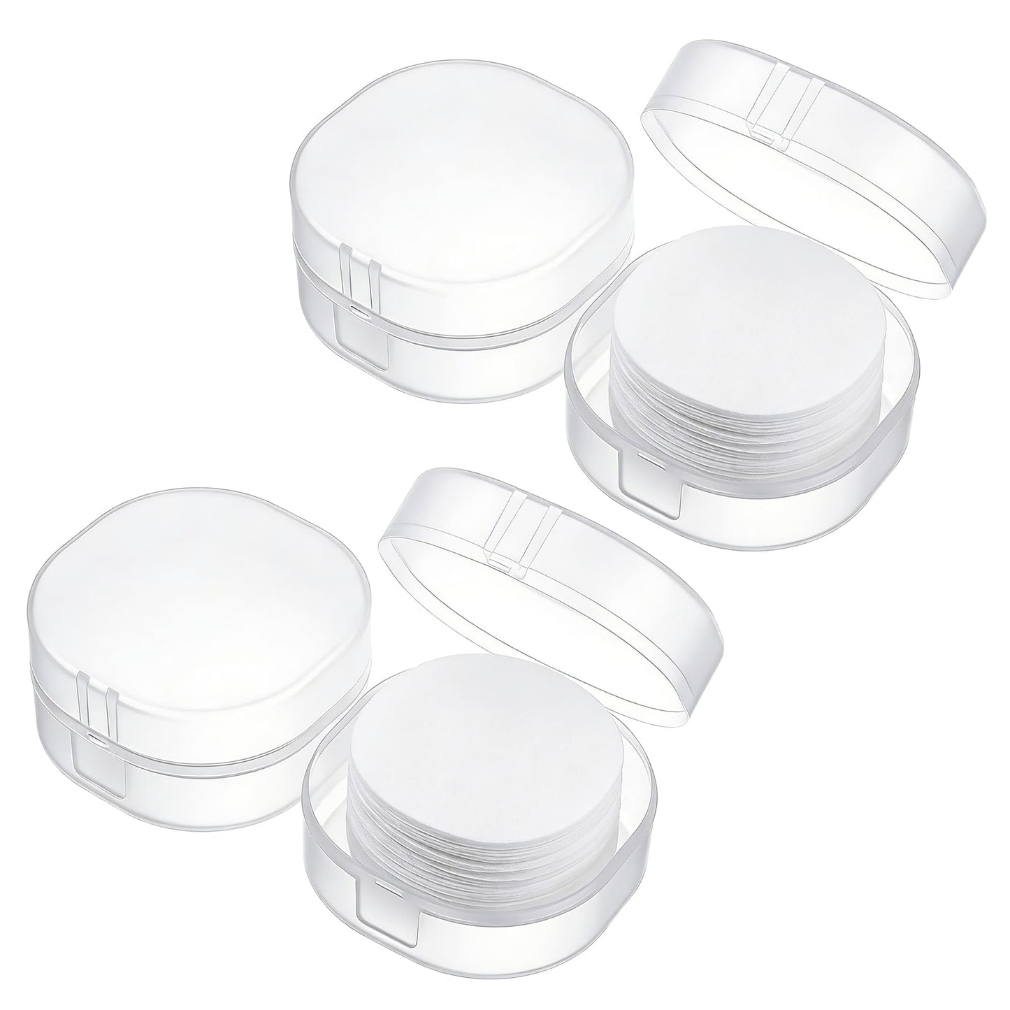Sorcristy 4 PCS Cotton Round Holder Transparent Cotton Pad Holder Plastic Lightweight Cottons Round Dispenser Portable Travel Container for Makeup Remover Cottons Balls