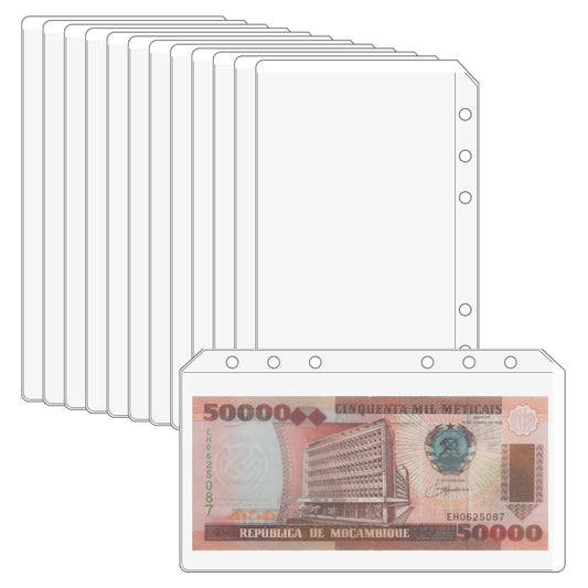 12 Pcs A6 Binder Pockets with No Zippers, Zipless Cash Envelopes for Budgeting A6 Binder Pouch for 6 Ring Binder Clear Cash Envelopes Transparent PVC Inserts for Budgeting and Organizing