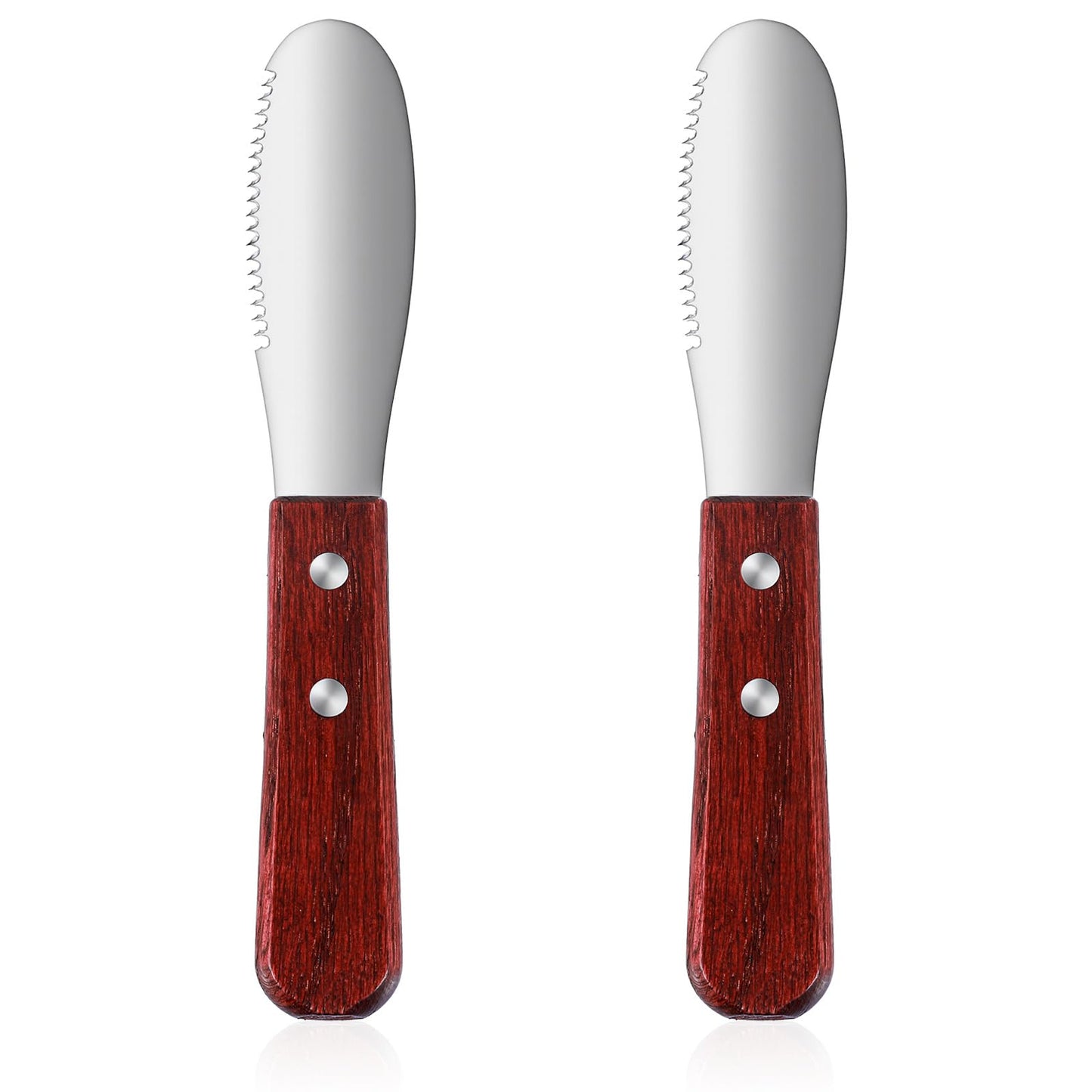 Ouligay 2 Pcs Butter Knife Spreader, Cheese Spreader Knife, Stainless Steel Straight Edge Wide Butter Spreaders with Wood Handle for Sandwich Cream Condiment Knives Set Kitchen Tools, Cooking Utensil