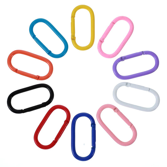 10 PCS Oval Carabiner Cute Oval Spring Ring Clip Metal Keyring Purse Clip Aluminum Keychain Clips for Keyrings Keychain Buckle Purse Hardware DIY Crafts (Multicolor 1.96×1 × 0.17 Inches)