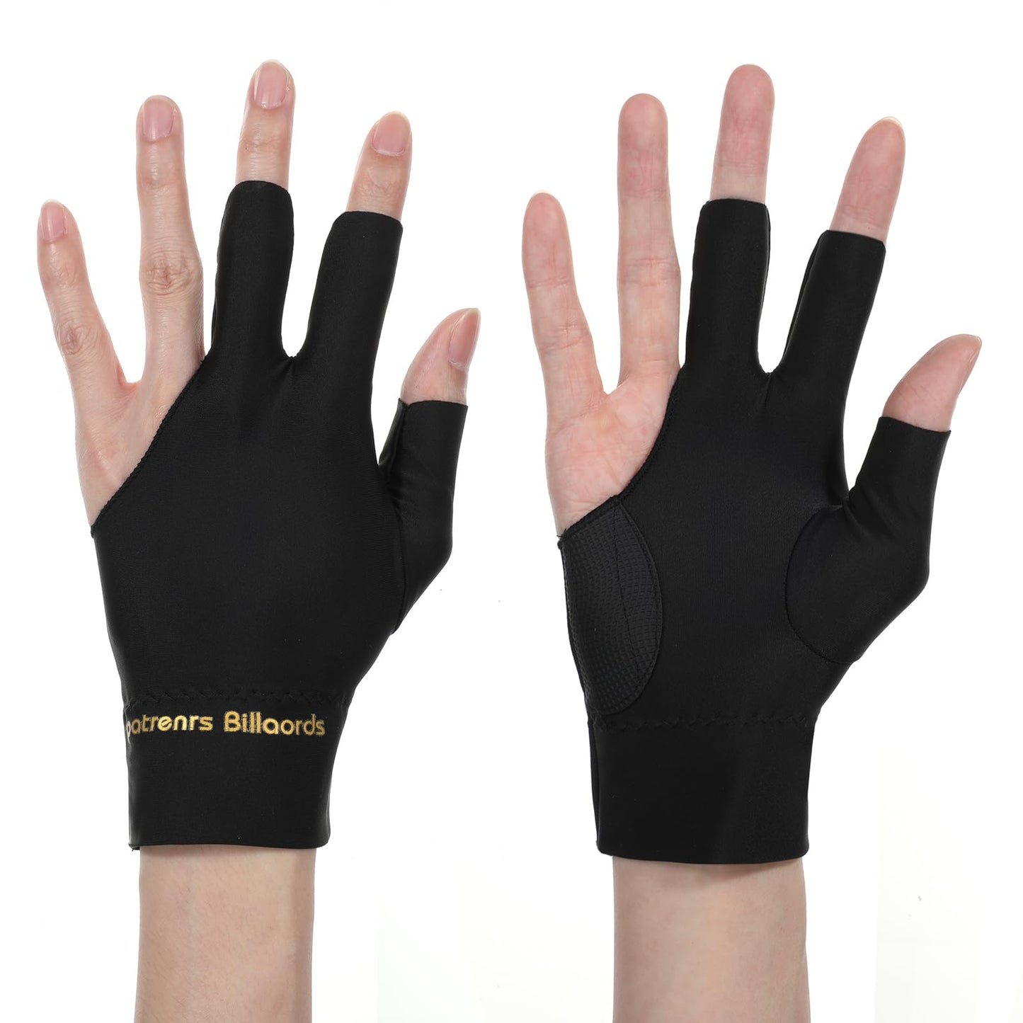 Xindojuz 2 PCS Billiard Pool Glove, Left Hand 3 Finger Durable Billiards Glove Professional Snooker Cue Sport Gloves Accessories Popular Sizes For Men & Women (Black)