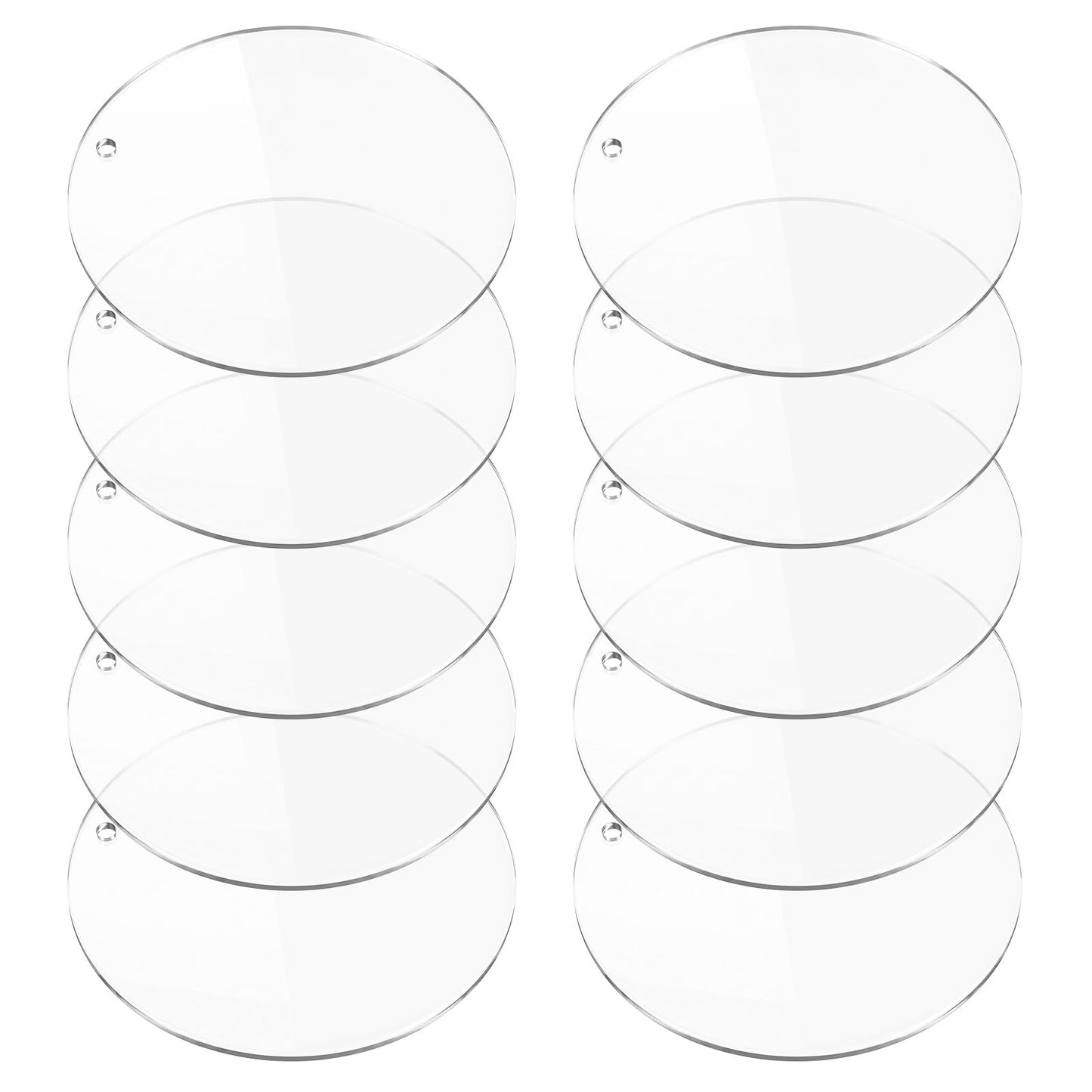 Chsoejuf 10 Pack 4 Inch Clear Acrylic Circles Discs Blanks with Holes