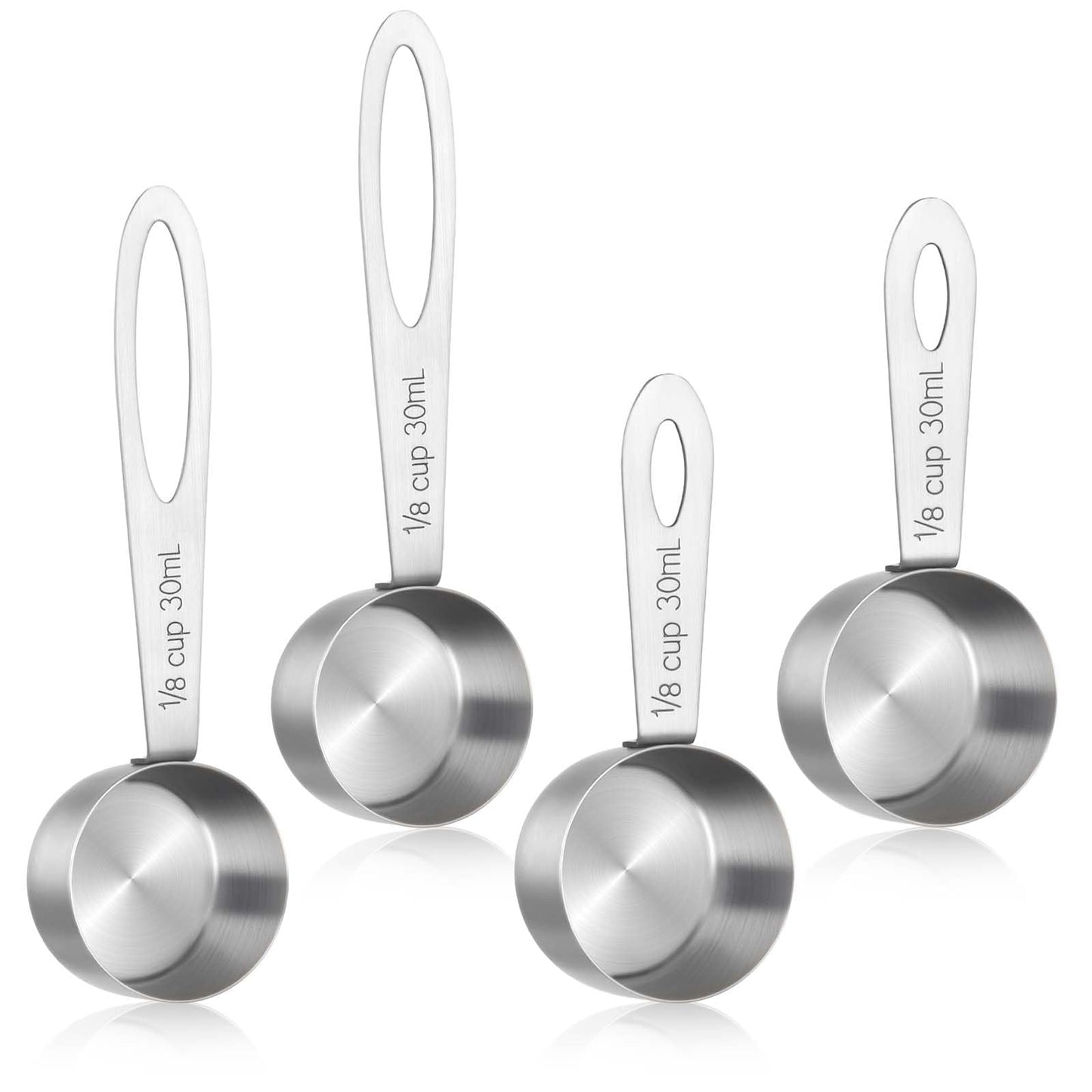 Coffee Scoop for Ground Coffee, Teaaha Stainless Steel Tablespoon Scoop Set - 4 Piece 1/8 Cup Measuring Tools for Ground Coffee with Short & Long Handles - Durable Kitchen Gadgets for Coffee Brewing
