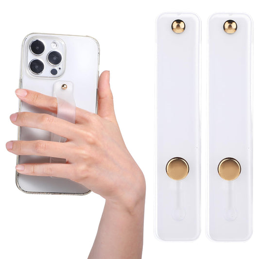 Ymapinc 2Pcs Phone Case Holder Strap, Phone Loops for Back of Phone White Silicone Kickstand Cell Phone Strap Grip Holder for Most Mobile Phones and Cell Phone Case